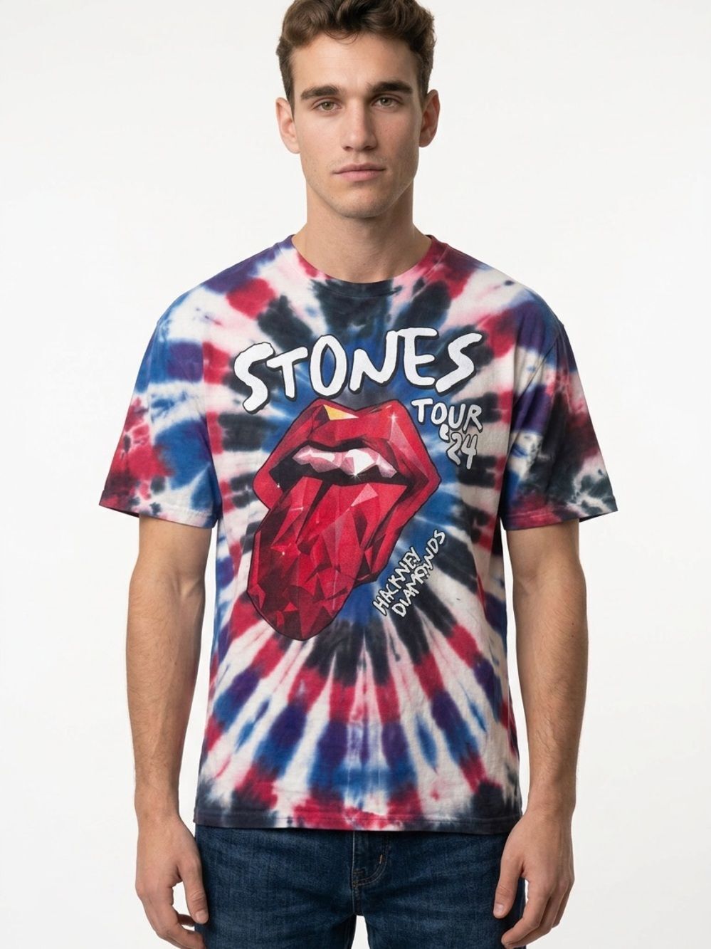 ROLLING STONES | RARE 2024 Hackney Diamond Tour Tie Dye Tee Unisex Size Large
